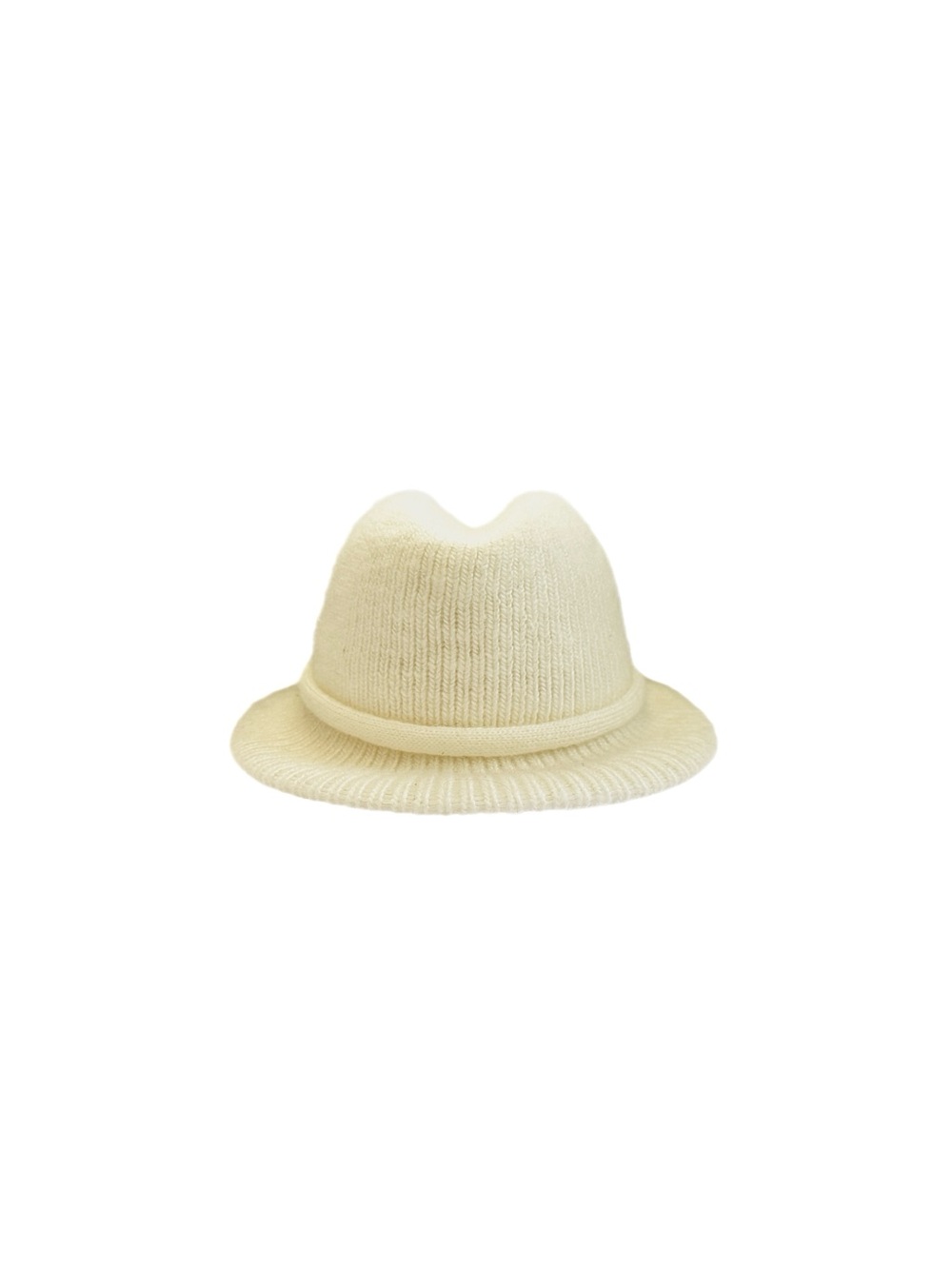 Vintage Aris Cream Colored Knit Ribbed Brim Fedora Hat
